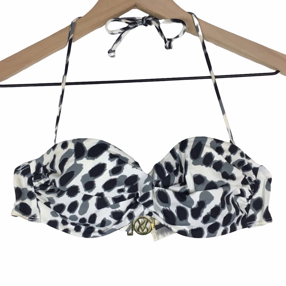 VICTORIA’S SECRET Bikini Top Halter Tie Neck Animal Print Leopard Cheetah 32B